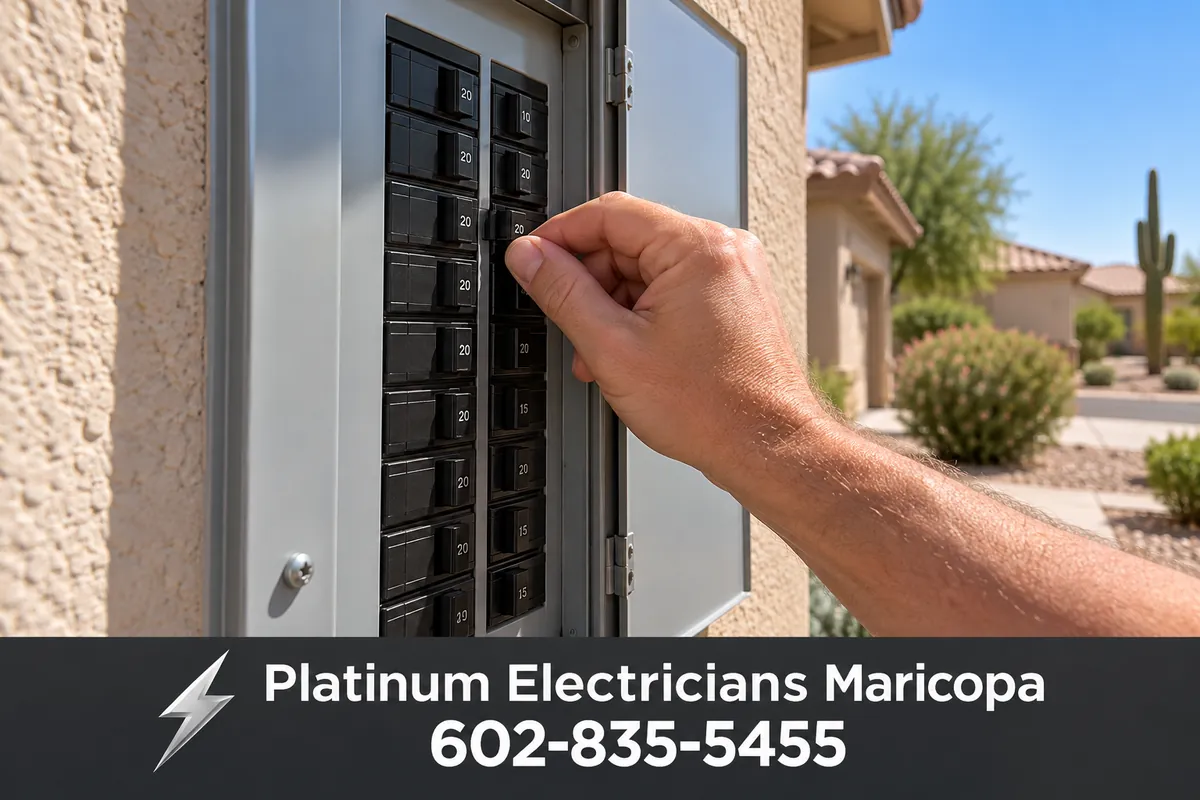 Hand resetting a tripped circuit breaker in a residential panel