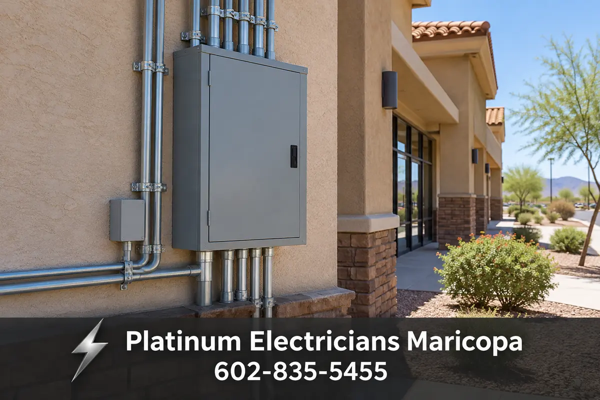 Commercial electrical panel in a Maricopa, Arizona retail building