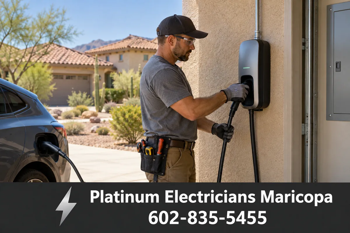 Level 2 EV charger mounted on a garage wall in a Maricopa home