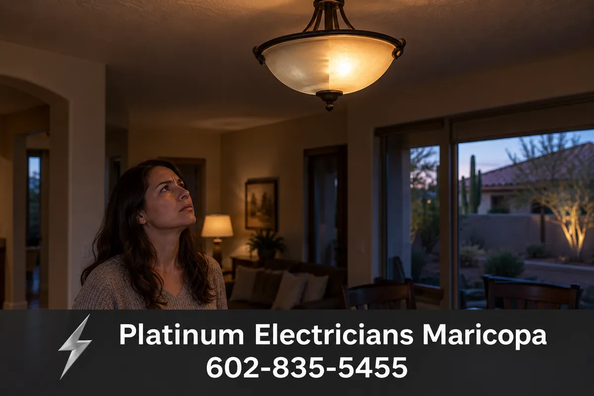 Ceiling light fixture flickering in a dim room